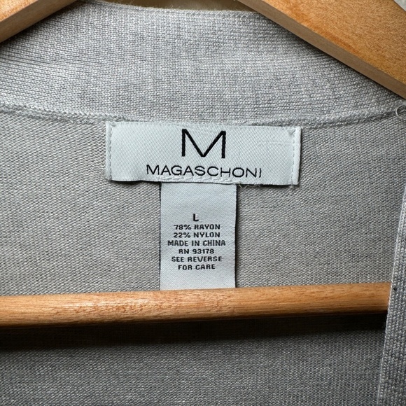 Magaschoni Light Gray Long Open-Front Cardigan Women’s Large – Soft Lightweight - Picture 4 of 5